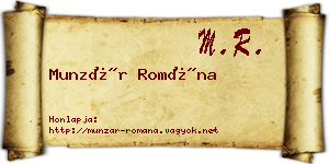 Munzár Romána névjegykártya